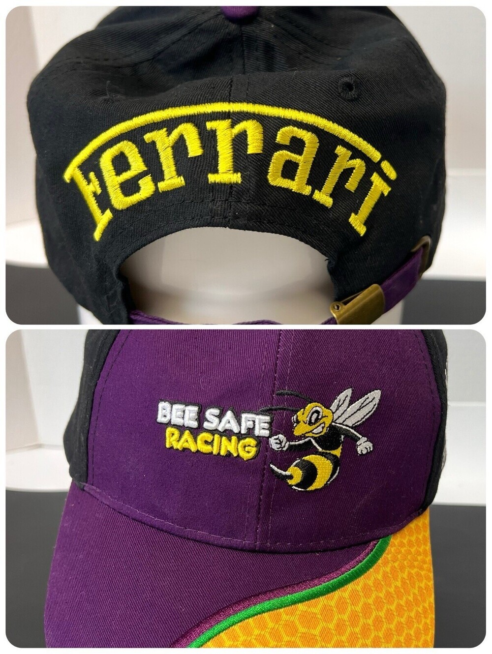 Ferrari Bee Safe Racing Pirelli Racing Hat Embroidered Cap Purple Yellow Black